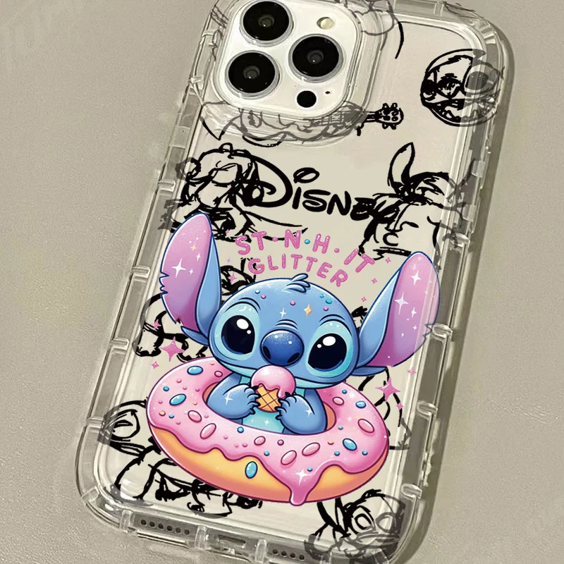 Cutes Disneys Stitchs Clear Case for Samsung Galaxy S10 S20 S21 S22 S23 S24 S25 FE Ultra Plus 5G Airbag Shockproof Cover