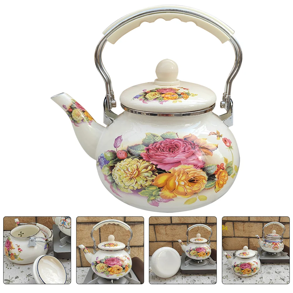 

Delicate Enamel On Steel Teapot Household Tea Serving Pot Teapot for Tea House Restaurant Home Accessory