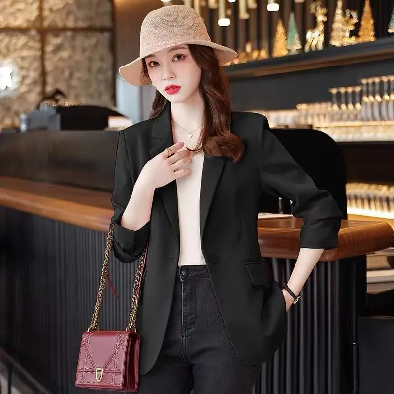 Осенний однотонный элегантный Блейзер Женская куртка в английском стиле