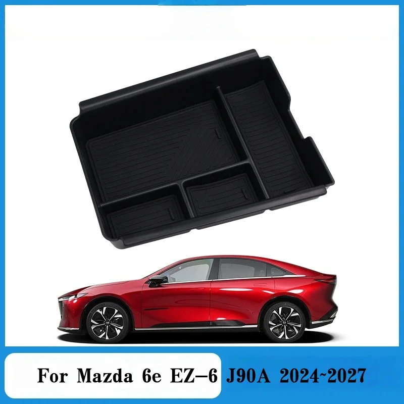 Фото Автомобильный ящик для хранения для Mazda 6e EZ-6 J90A 2024 ~ 2027, ящик для хранения в подлокотнике, центральная консоль, нижний лоток, аксессуары для укладки и уборки №1