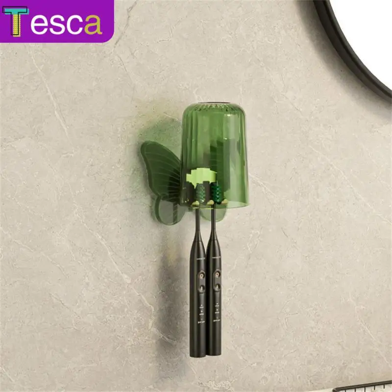 

Bathroom Accessories Toilet Tooth Cup Racks Wall Toothbrush Organizer Non-perforated Luxury Toothbrush Rack Portable Simple