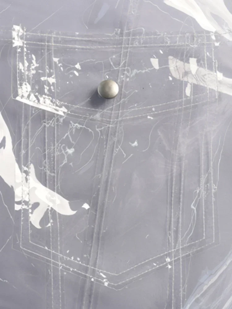 Мужская прозрачная куртка из ПВХ шикарная с длинным рукавом футболка ТПУ