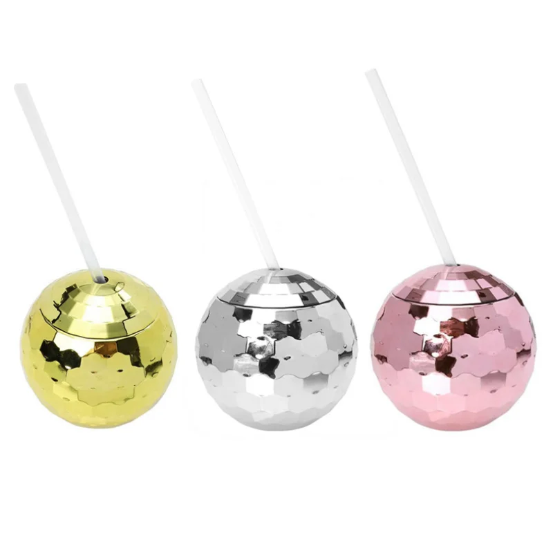 

Unique Disco Ball Cups Flash Cocktail Cup With Straw Nightclub Bar Party Flashlight Straw Wine Glass Drinking Syrup Tea Bottle