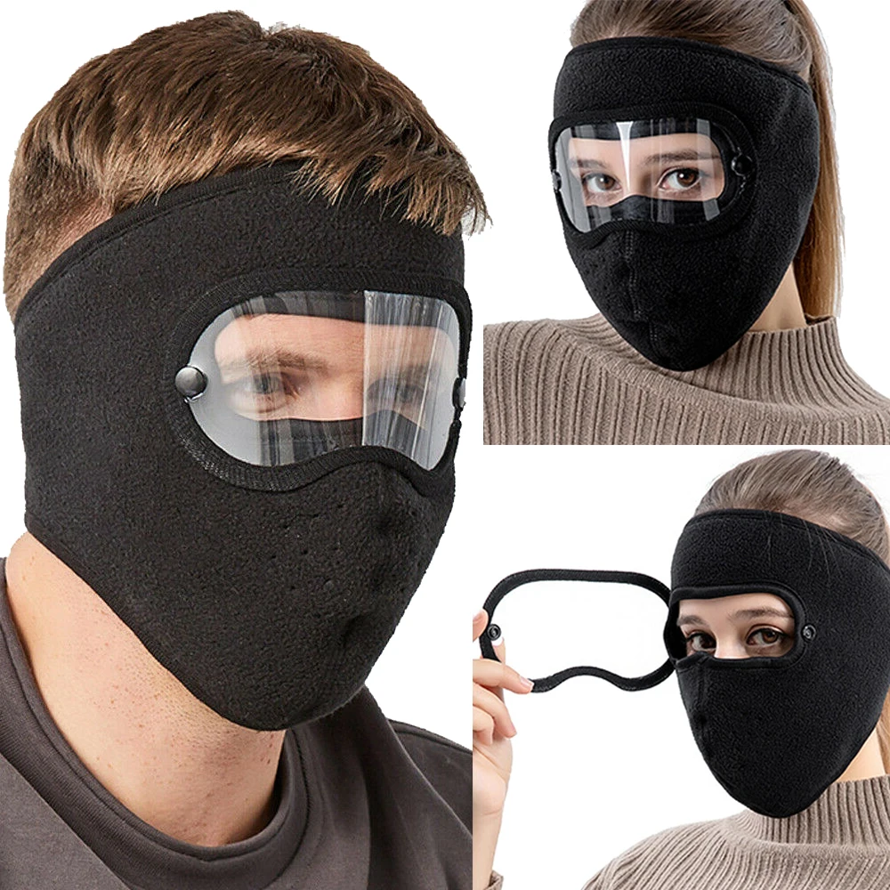Masque facial complet coupe-vent et Anti-poussière pour l'hiver, cyclisme et Ski, masques respirants, bouclier pour les yeux, haute définition, Anti-buée, protection de capot