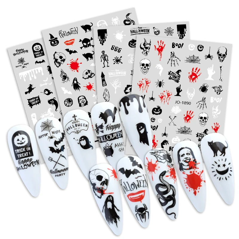

1PCS Horror Style 3D Adhesive Sticker Nail Art Supplies Bat Skull Nail Art Decal Nail Sticker Nail Decoration Nail Parts