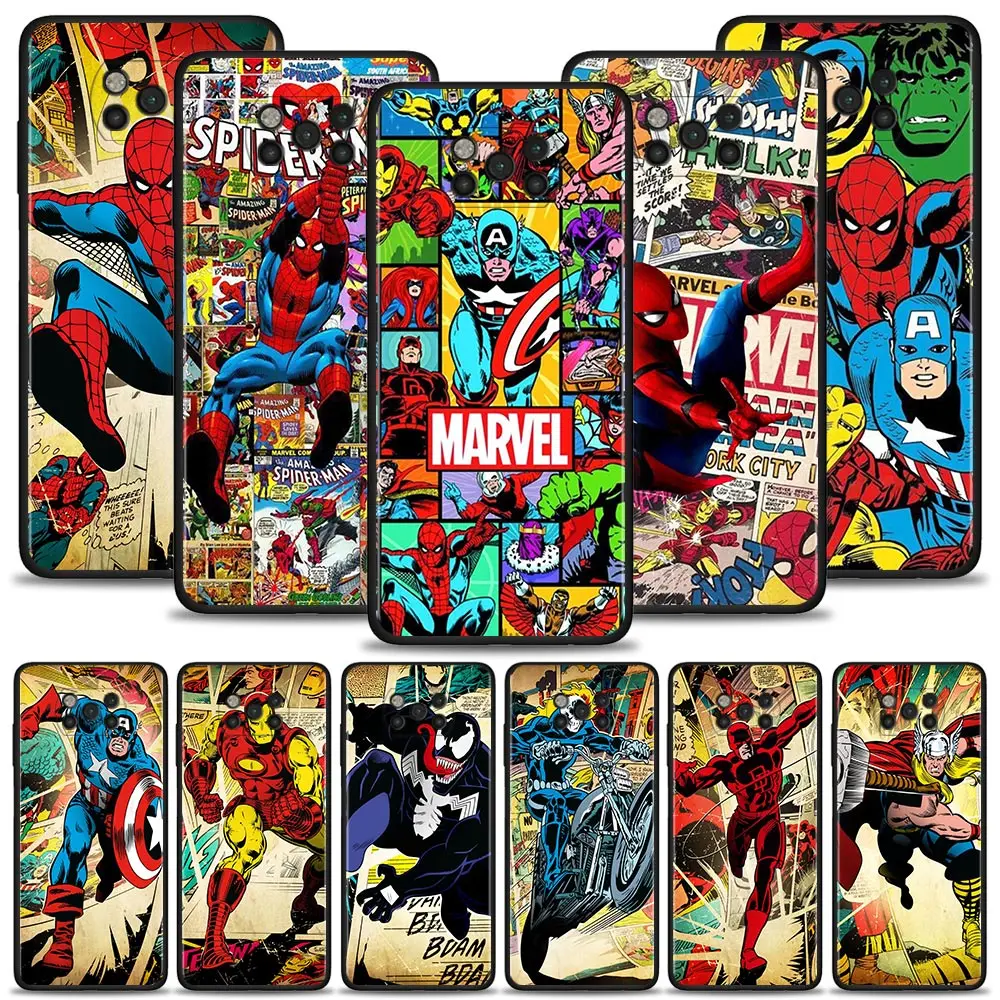 

Case For Xiaomi POCO F1 X3 GT X4 NFC M3 M4 Pro for Xiaomi 11T 12 10T Pro 11 Lite Marvel Avenger Spiderman Captain America Comics