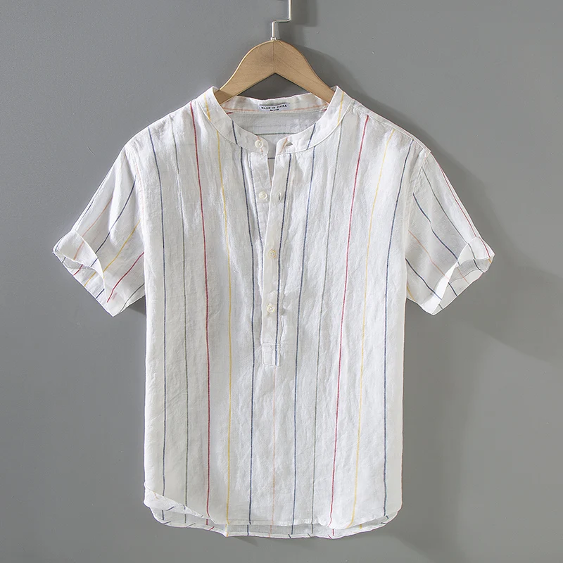 

Дизайнерская мужская рубашка из чистого хлопка с коротким рукавом, Брендовые повседневные модные рубашки для мужчин, топы, однотонная мужская одежда, Женская сорочка