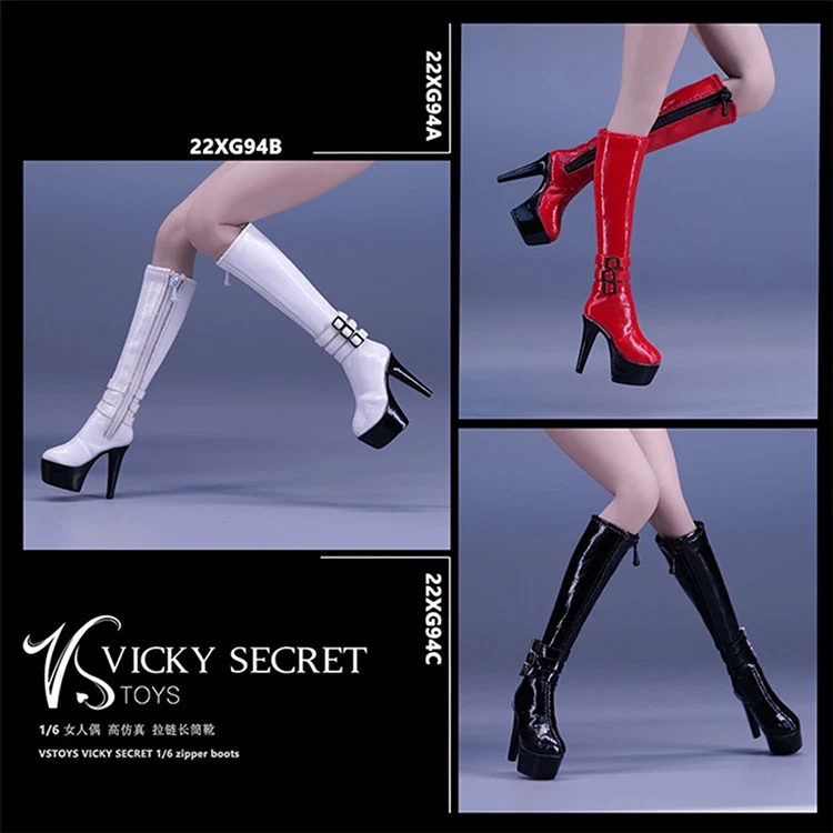 VSTOYS 22XG94 1/6 Женские солдатские средние сапоги Сексуальные на молнии Полые туфли