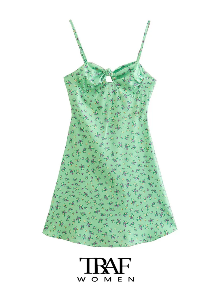 

Платье-мини с цветочным принтом, на молнии, с открытой спиной