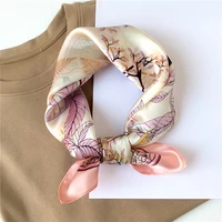 100 zijden sjaal vrouwen haarband elegante bloemen halsdoek bandana kleine vierkante sjaals vrouwelijke foulard