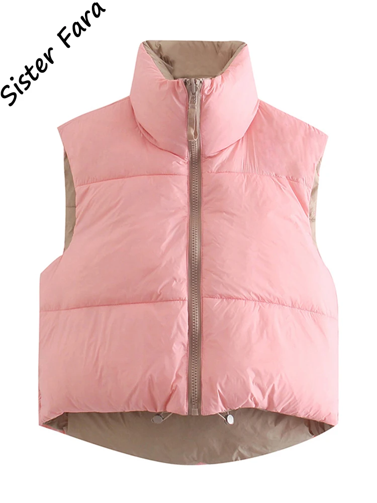 Женский жилет на молнии Sister Fara, зимний хлопковый жилет с карманами на молнии, теплая безрукавка, уличная одежда, Теплые Топы