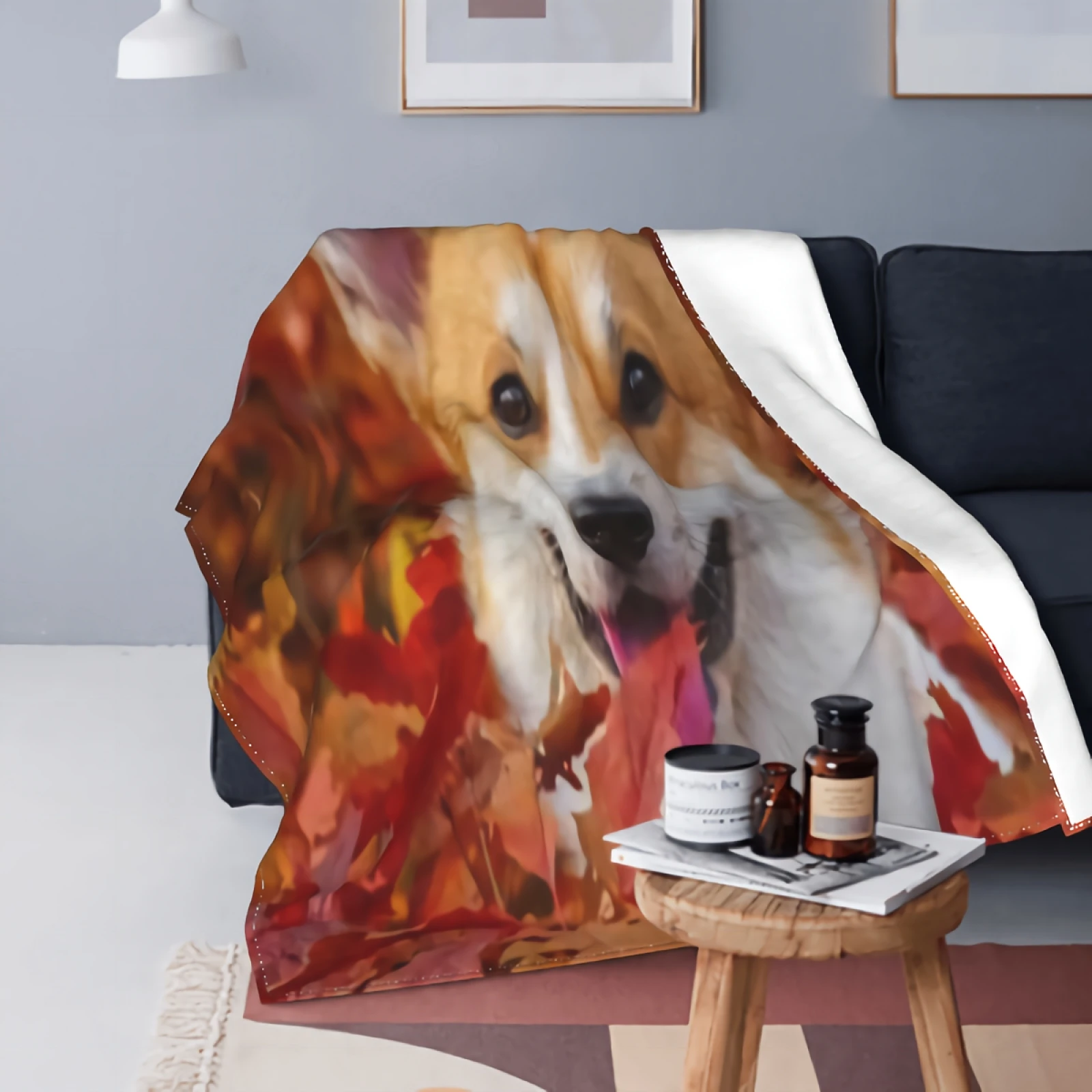 

Комфортное плюшевое одеяло, комфортное осеннее теплое мягкое одеяло с валлийской корги, 60 х50 дюймов