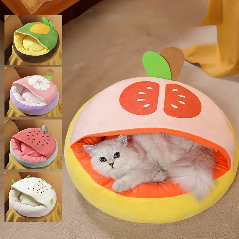 

For Fruit Half-pack Quilt Nest In Autumn and Winter In Four Seasons Removable and Washable Dog Kennel Deep Sleep Cat Kennel