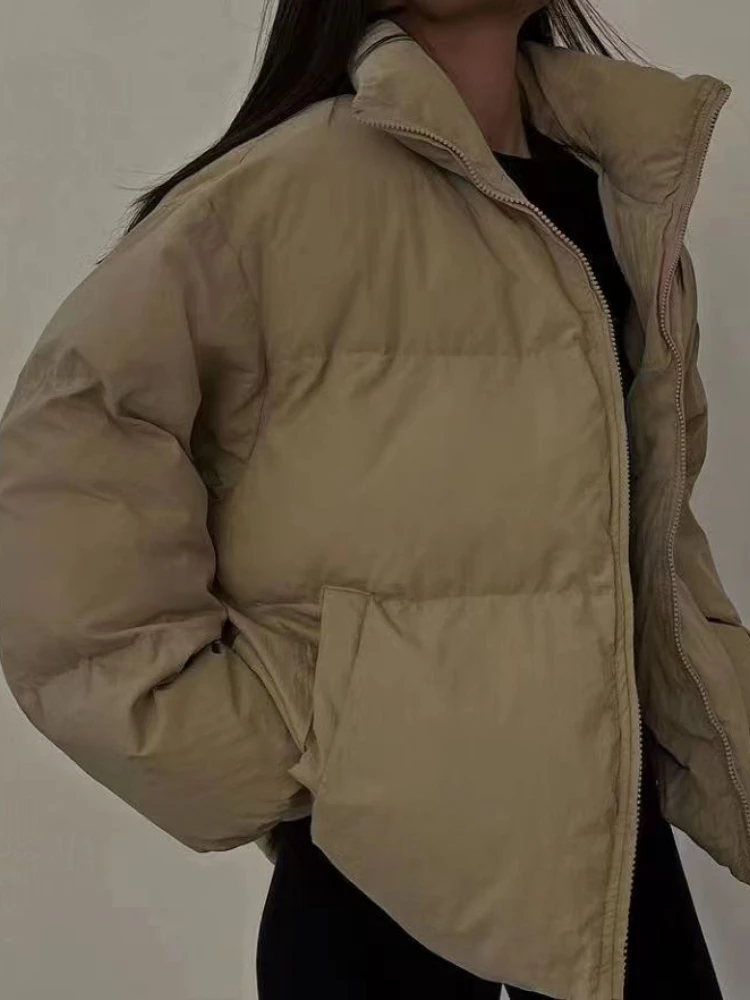 Winter Parkas for Women 2022 Fashion Stand Collar Bubble Puffer Jacket Coats Warm Thick Black Casual Female Outwear Overcoat