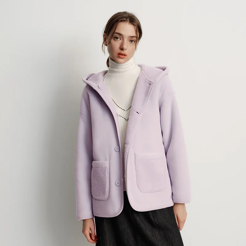 Фото Куртка Semir, женская зимняя двусторонняя толстовка из искусственной овечьей шерсти, флис, новинка 2025, однотонный топ, женская одежда №5