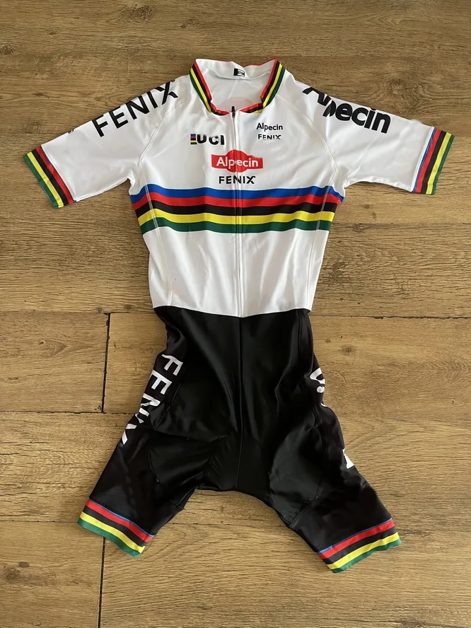 

MEN'S CYCLING WEAR CYCLING JERSEY BODY SUIT SKINSUIT WITH POWER BAND ALPECIN FENIX TEAM WORLD CHAMPION GEL PAD SIZE XS-4XL