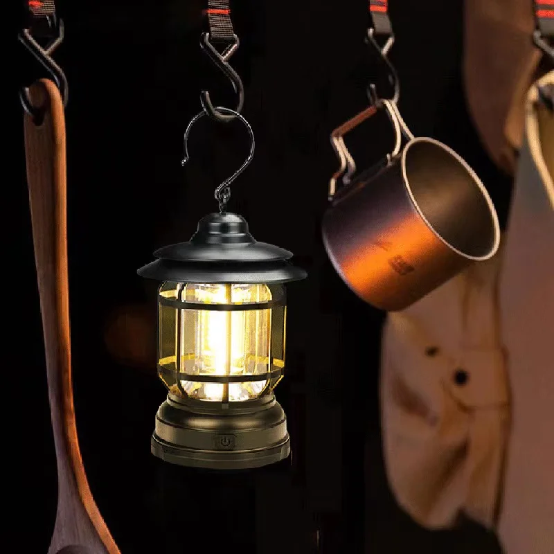 

Net red new camping lamp outdoor multifunctional camping tent lamp retro horse lamp cob rechargeable portable lamp household