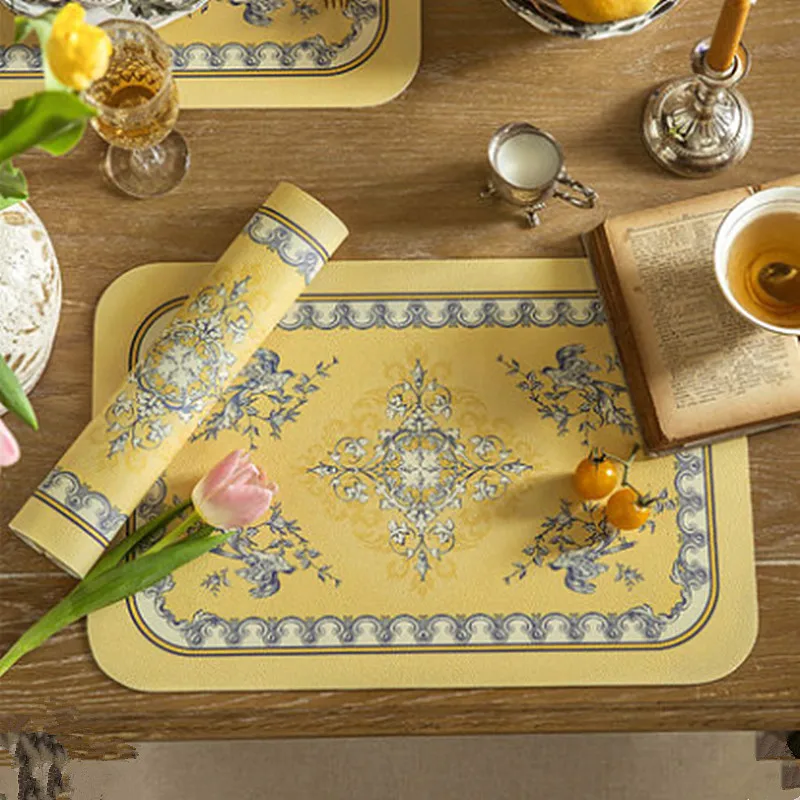 

Квадратные столовые подставки в европейском стиле 40x30 см, коврики для стола из искусственной кожи, водонепроницаемые подставки для столово...