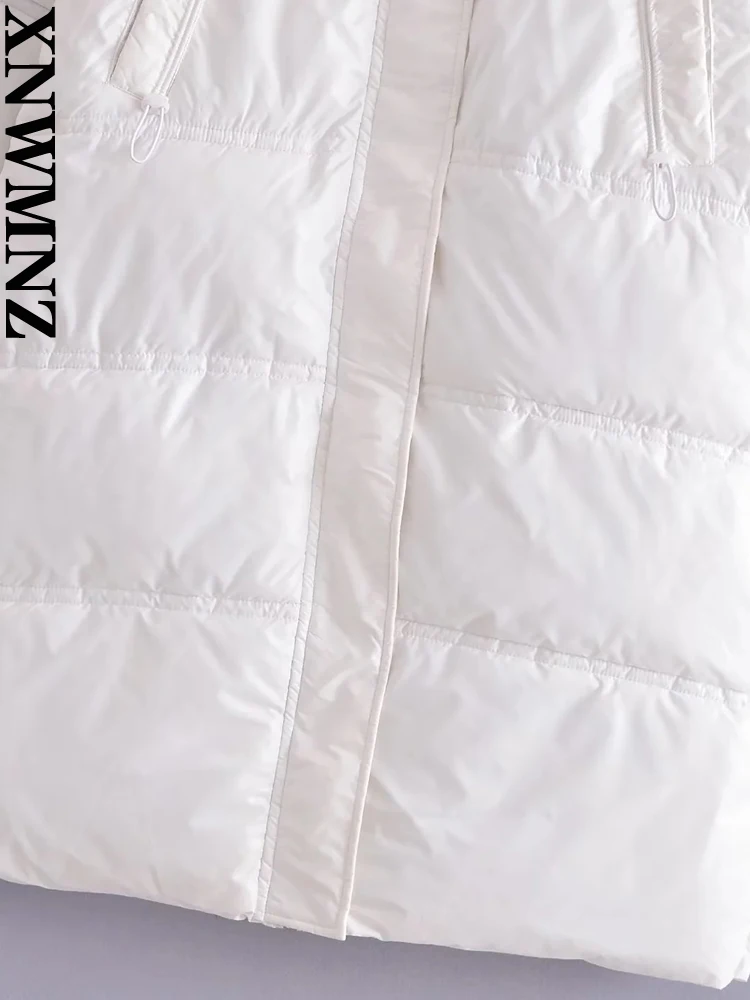 XNWMNZ 2022 Women Fashion Removable Hat Long Cotton Clothes Woman Retro Oversize Jackets Winter Warm Coat Female Chic Outwear