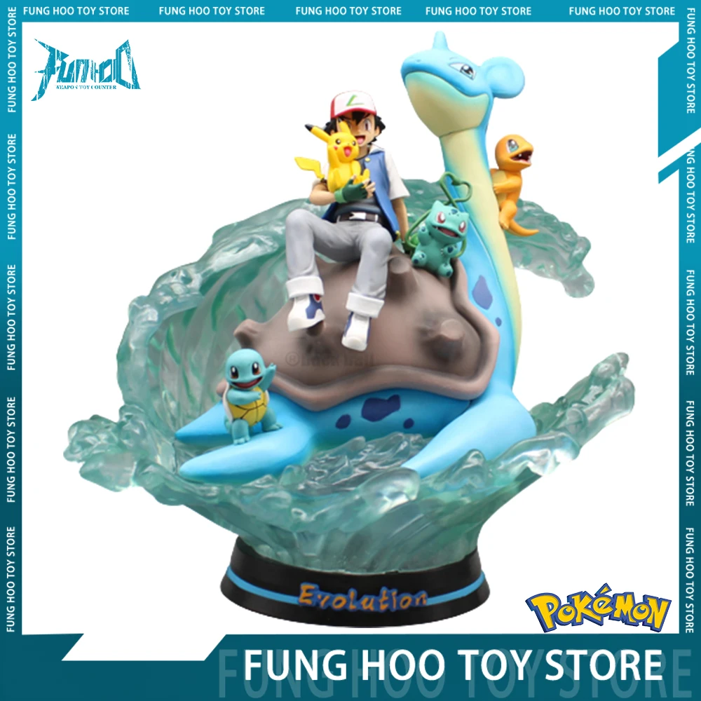 

30cm Pokemon Figure Ash Ketchum Squirtle Anime Figure Light Statue Figurine Pvc Gk Model Doll Collection Room Decora Toys Gifts