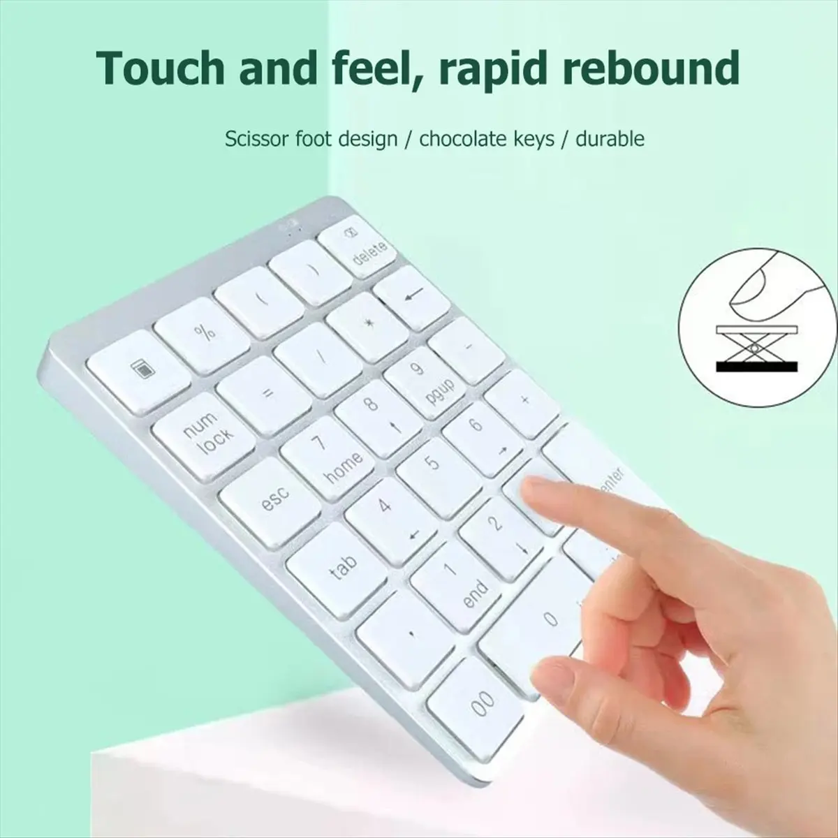 Фото [VALUE PACK] Bluetooth-клавиатура с цифровым блоком, 28 клавиш, портативная беспроводная клавиатура для планшетов, ноутбуков, перезаряжаемая цифровая панель с цифрами №1