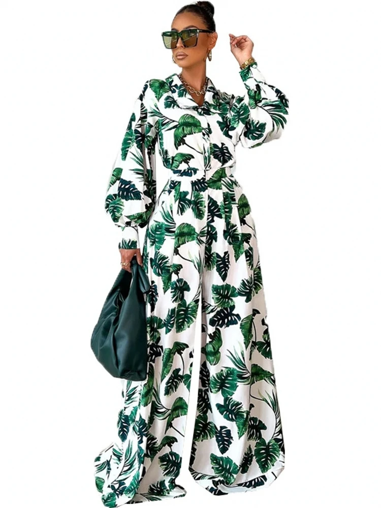 

Two Piece Women Set Africa Clothing African Wide Leg Pants Party Dashiki Summer Autumn Crop Top Trousers Suits 2 Piece Outfits