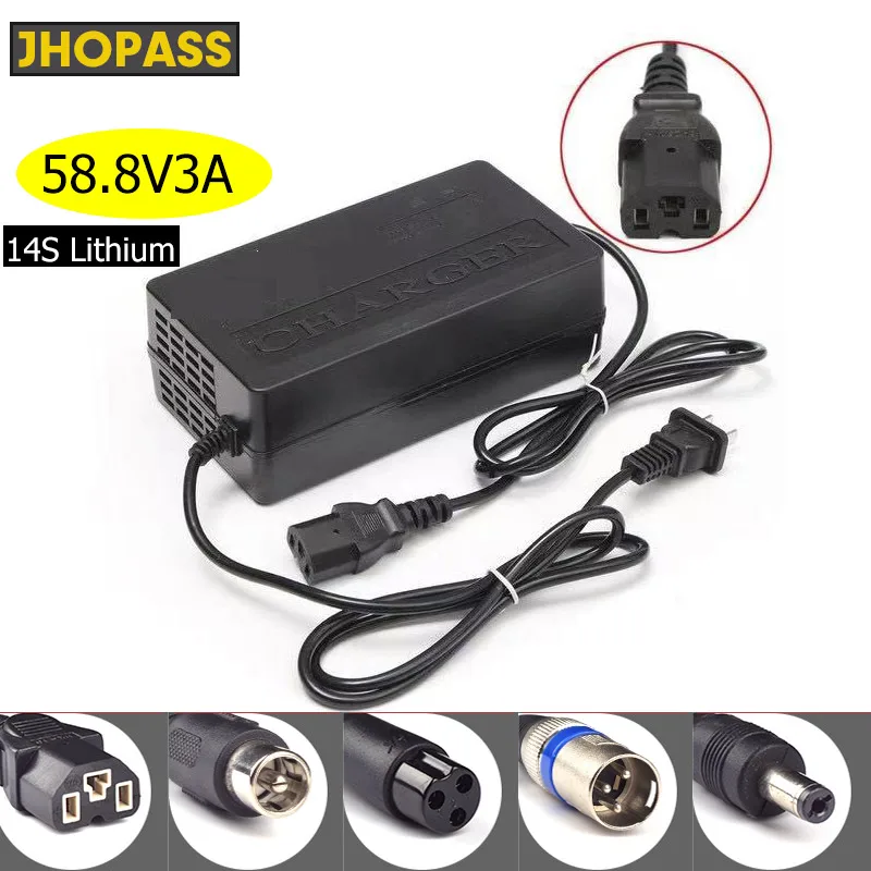 

58.8V 3A Lithium Battery electric bike Charger For 14S 51.8V Li-ion battery pack e-bike Charger high quality Plug EU/US/UK/AU