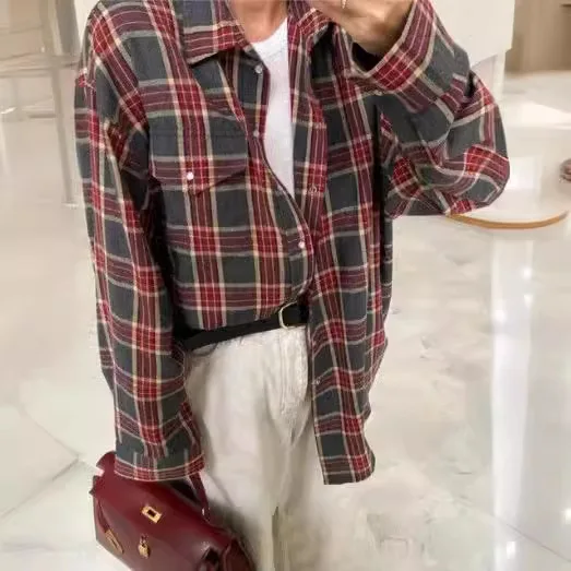 Винтажная рубашка с клетчатым принтом