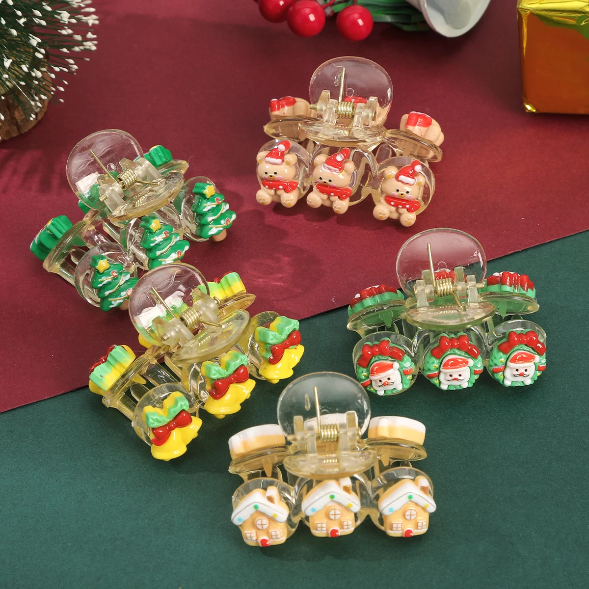 Рождественская елка коготь для волос мини-маленькая милая заколка в виде краба