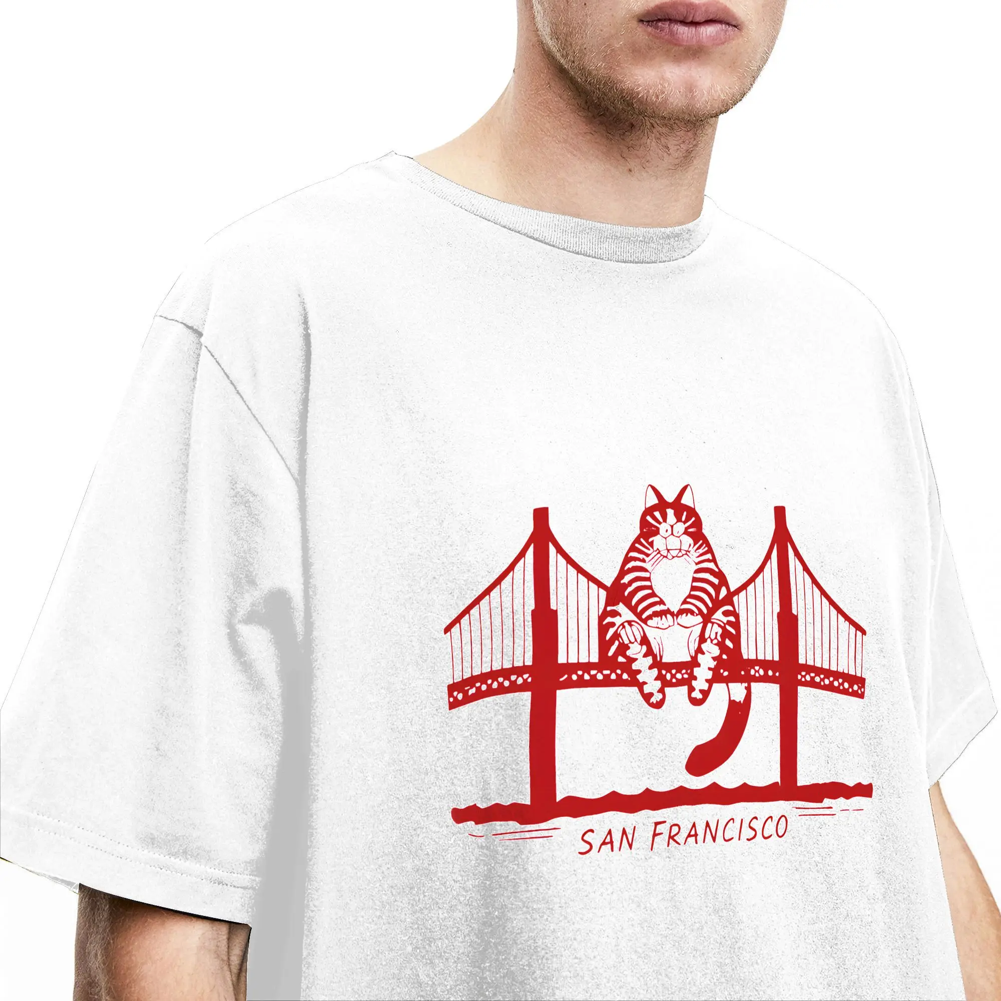 Фото Мужские футболки Project Hail Mary B Kliban Cat San Francisco Golden Gate Fun, хлопковые футболки с короткими рукавами, одежда с круглым вырезом №3