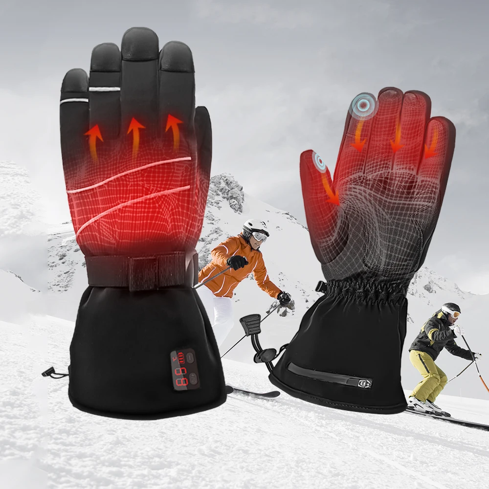 Heated Gloves for Men Women, Rechargeable Electric Heated Gloves, Heated Skiing Gloves and Snowboarding Gloves