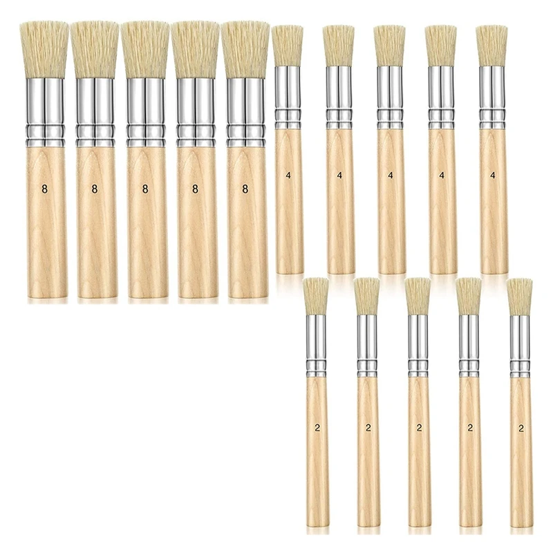 

15 Pieces Wooden Stencil Brushes Stencil Brushes Painting Brushes Wooden Handle Painting Stencil Brushes