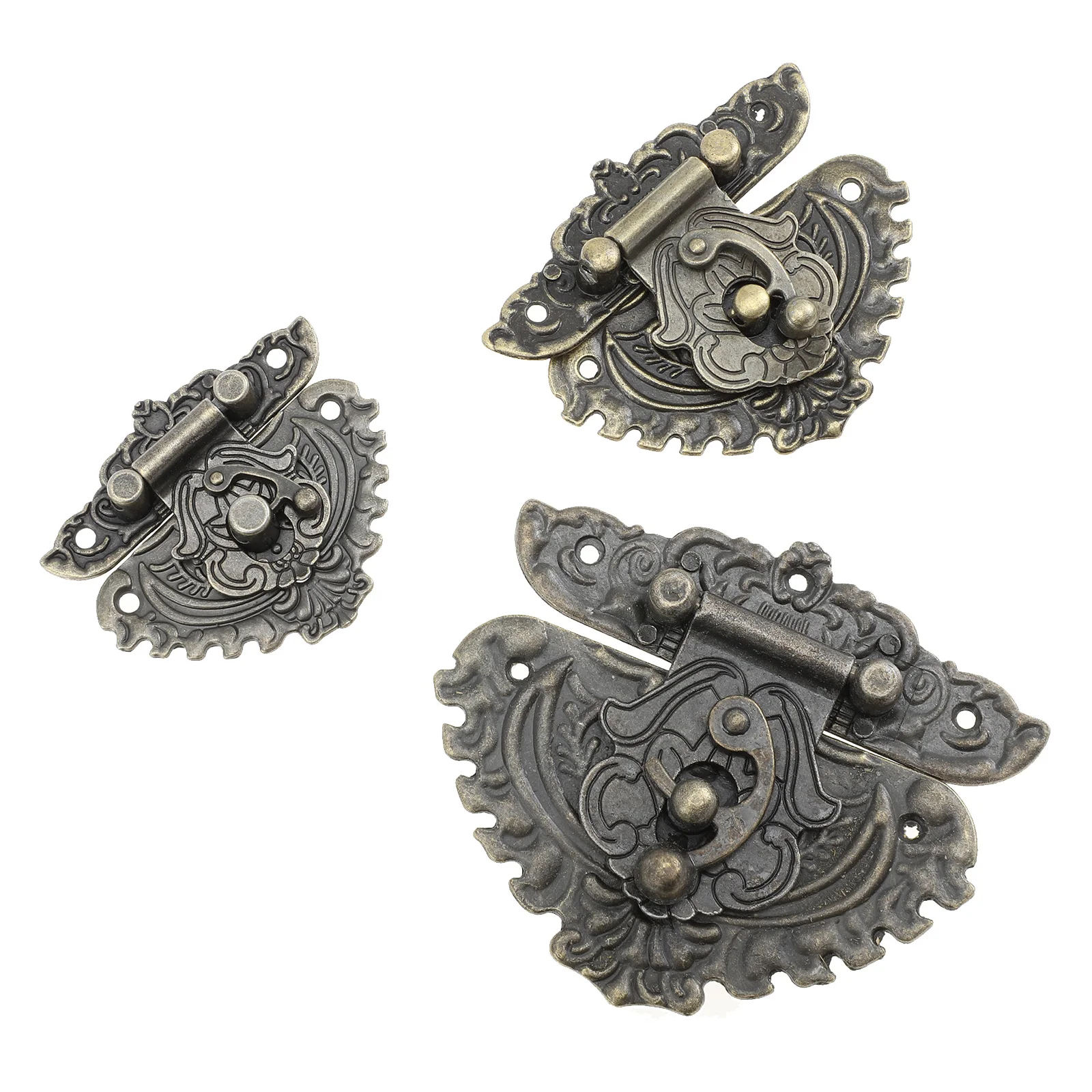 

3pcs Box Lock Hasp Jewelry Box Hasp Latch Wooden Box Lock Latch Door Padlock