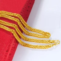 fashion luxury 24k gold plated padded mens wedding necklace chain necklaces 60 cm anniversary jewelry boyfriend gifts