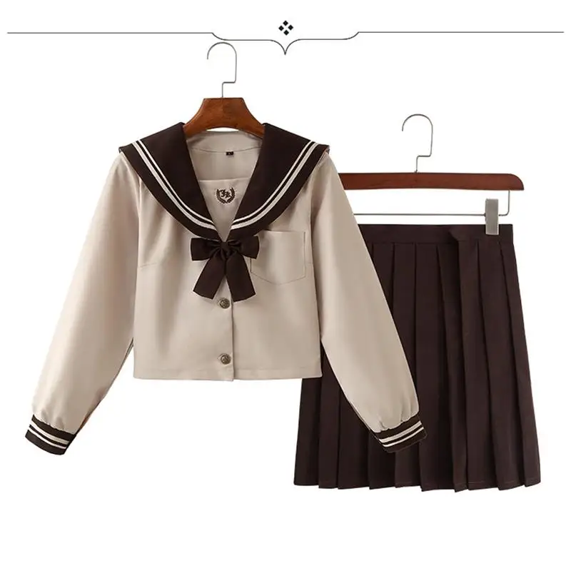 

Girls School Uniforms JK Sailor Blouse+Pleated Skirt Set Girls Navy Costume Women Cosplay Costume Students Clothes