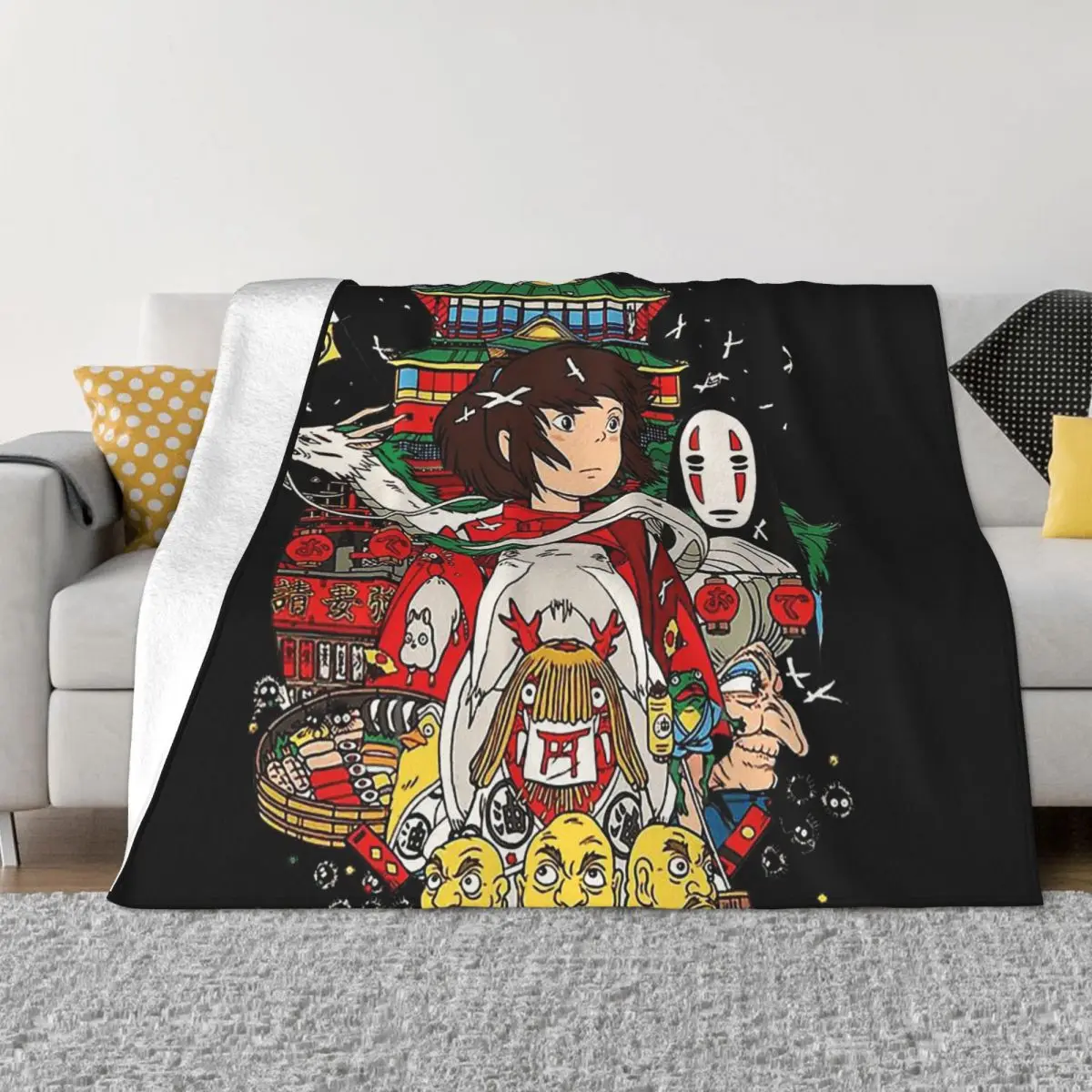 

Spirited Away Ogino Chihiro Nigihayami Kohakunushi Anime Cool Portable Warm Throw Blankets for Bedding Travel