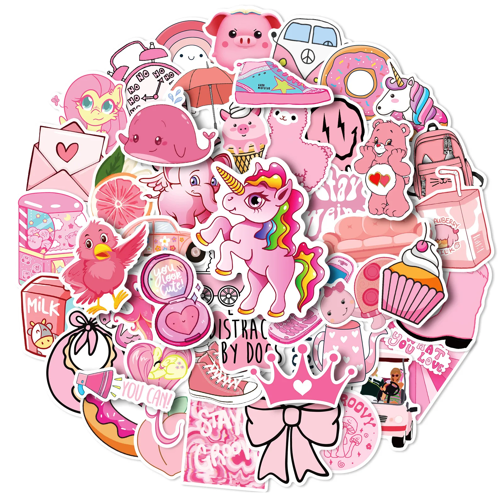 

10/30/50pcs Cartoon Pink Style Girl Funny Decal Stickers Motorcycle Travel Luggage Guitar Waterproof Graffiti Sticker Kids Toys