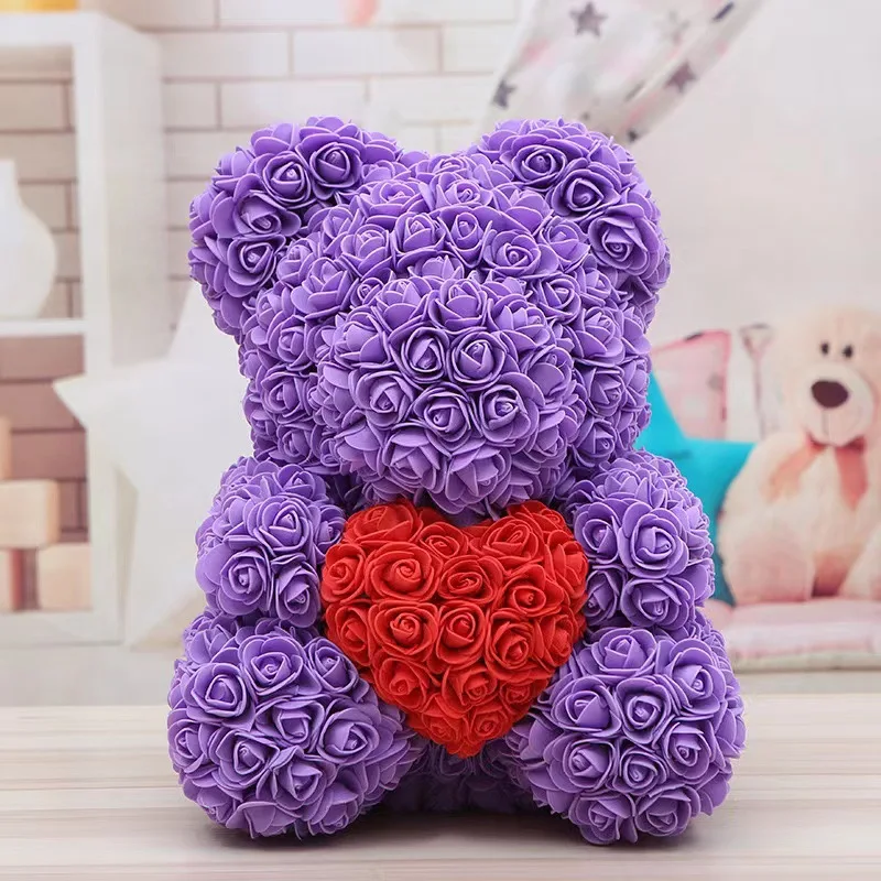 

25cm/40cm Artificial Rose Bear Flowers Teddy Bear Foam Flowers Girlfriend Anniversary Valentine's Day Wedding Party Gifts