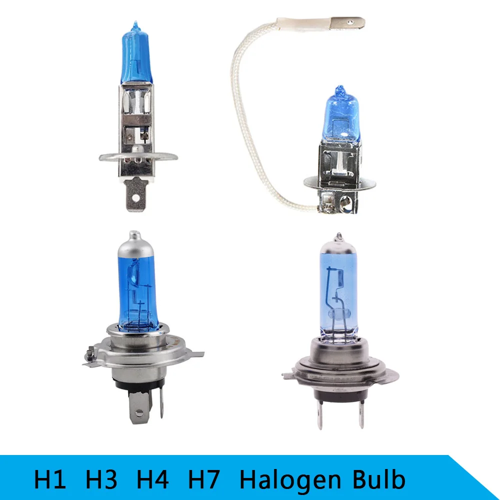 2pcs H4 H1 100W Car Xenon Gas Lamps Halogen Headlight 6000K Headlamp Lights Blue Shell Front Bulbs Auto Accessories Super Bright