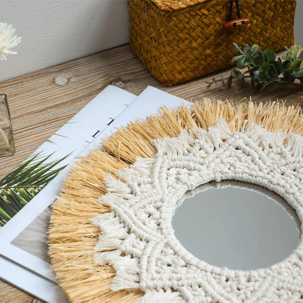 Декоративное зеркало в стиле бохо соломенная ткань романтичная Свадебная