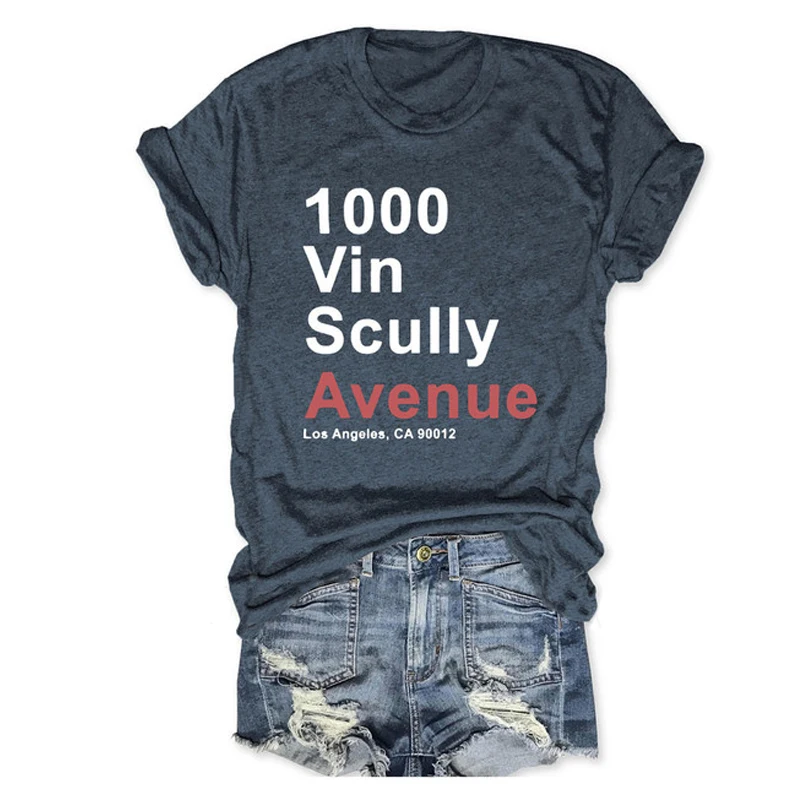 

Rheaclot 1000 Vin Scully Avenue Women's Summer Tops Graphic T-shirt Round Neck Tee