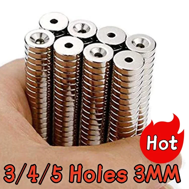 30-1PCS 3mm Magnet Ima Magnetic Fishing Cubic Square With Hole Ball Refrigerator Stickers Reborn N35