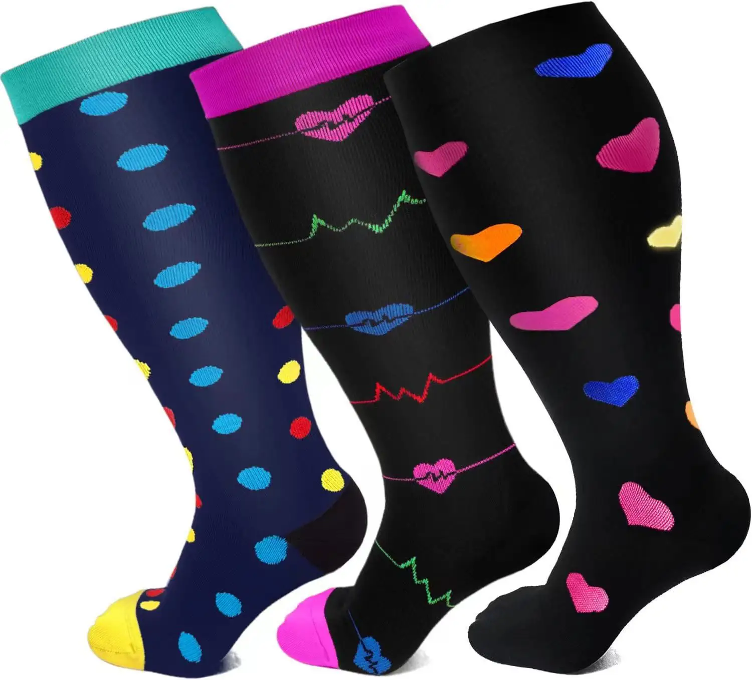 Running men's And women's Compression Socks Fattening Compression Socks Plus Extra Large Socks Patterned Models Sports Socks