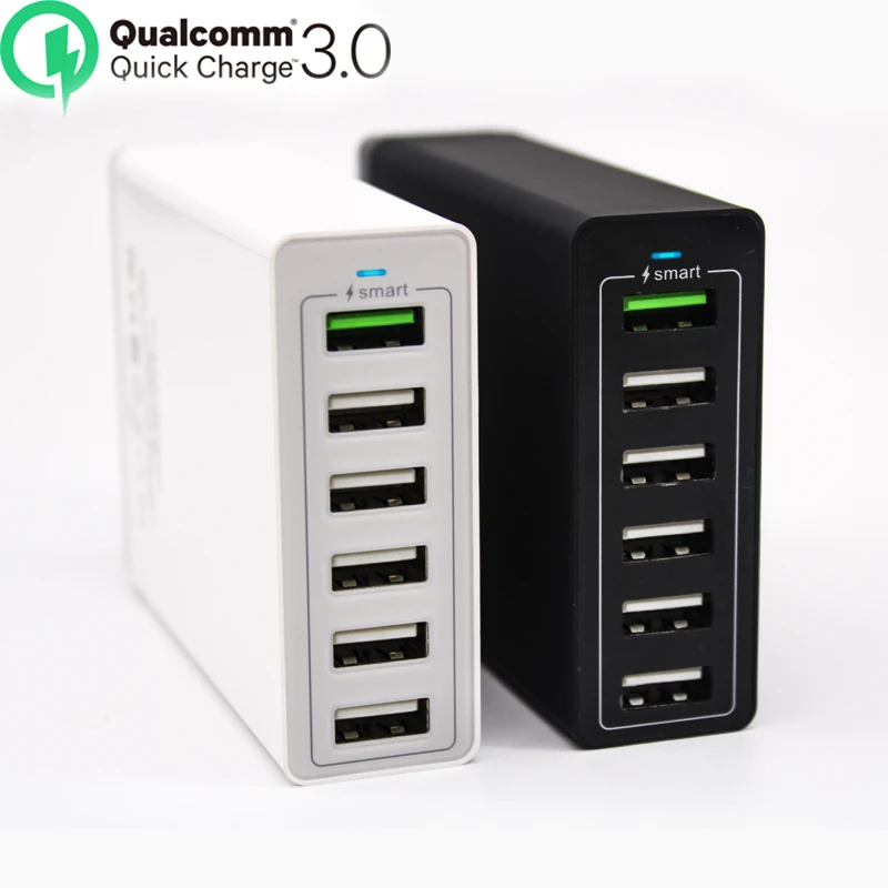 Портативное зарядное устройство с 6 USB-портами для iPhone, Samsung, зарядное устройство, док-станция для мобильного телефона, адаптер быстрой заряд...