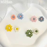 mihan 925 silver needle sweet jewelry flower earrings pretty spring summer style asymmetrical stud earrings for party gifts