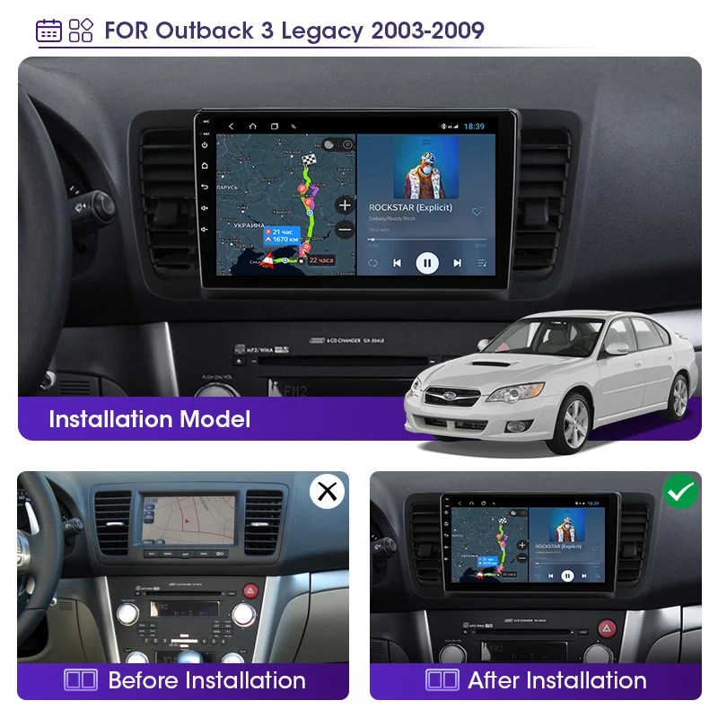 Автомагнитола JMCQ 2DIN 2 + 32 Android 10 4G WiFi мультимедийный видеоплеер для Subaru Outback 3 Legacy 4