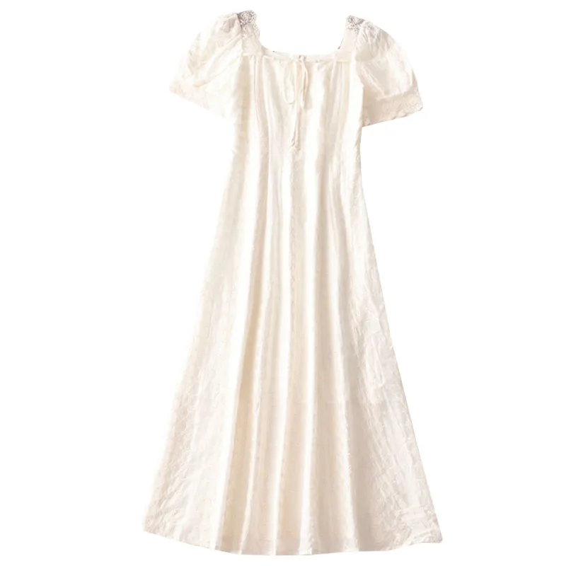 24303 Летнее длинное платье X с открытым вырезом и короткими рукавами