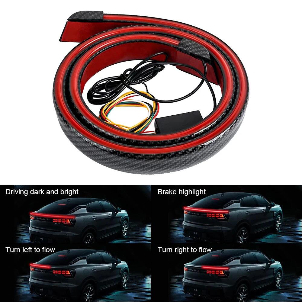 

118 см 46,5 дюймов Автомобильный светодиодный спойлер, задний спойлер, комплект губ для багажника автомобиля, внешние аксессуары, углеродное волокно, DRL, тормозной указатель поворота, лампа