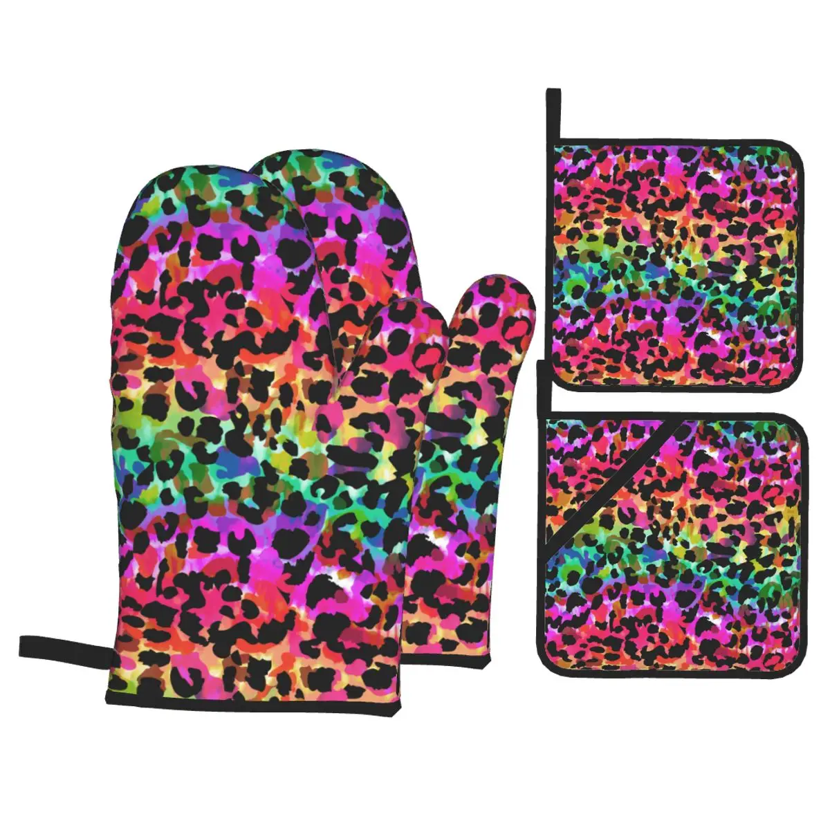 

4 шт., кухонные перчатки радужной расцветки с животными
