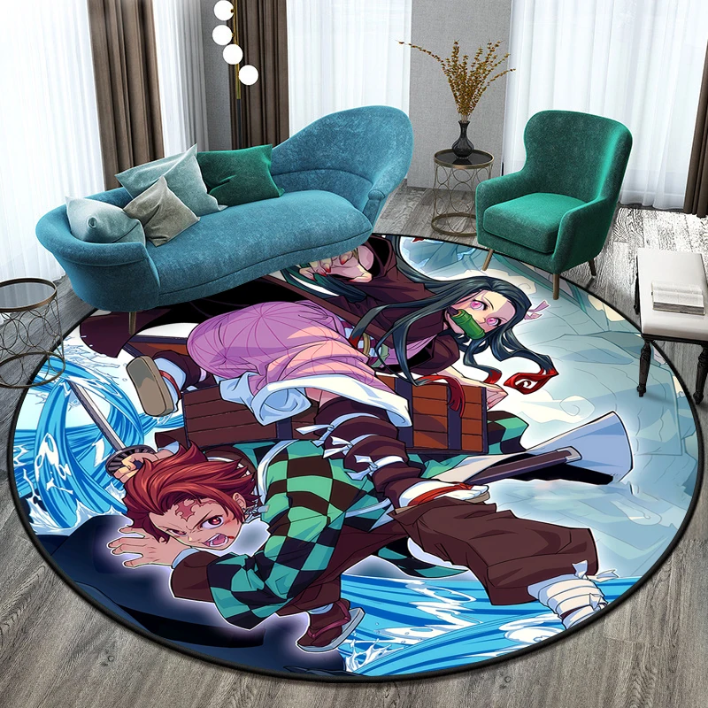 

Круглый ковер для рассекания демонов, напольный матовый ковер для детской комнаты, коврик для домашних животных, декор для гостиной, подарк...